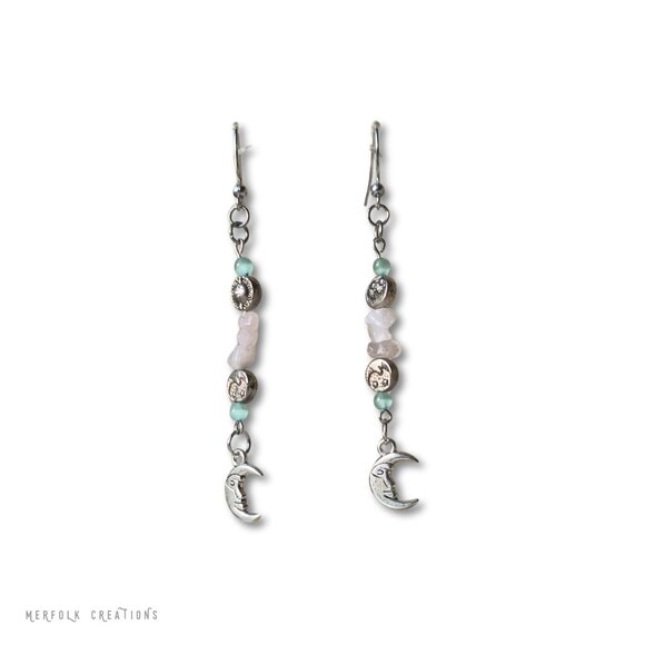 Rose Quartz Celestial Earrings - Picture 3 of 7